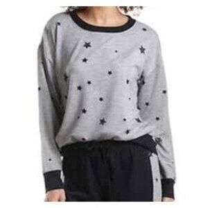 Splendid Womens Gray Black Star Print Sweatshirt Large
